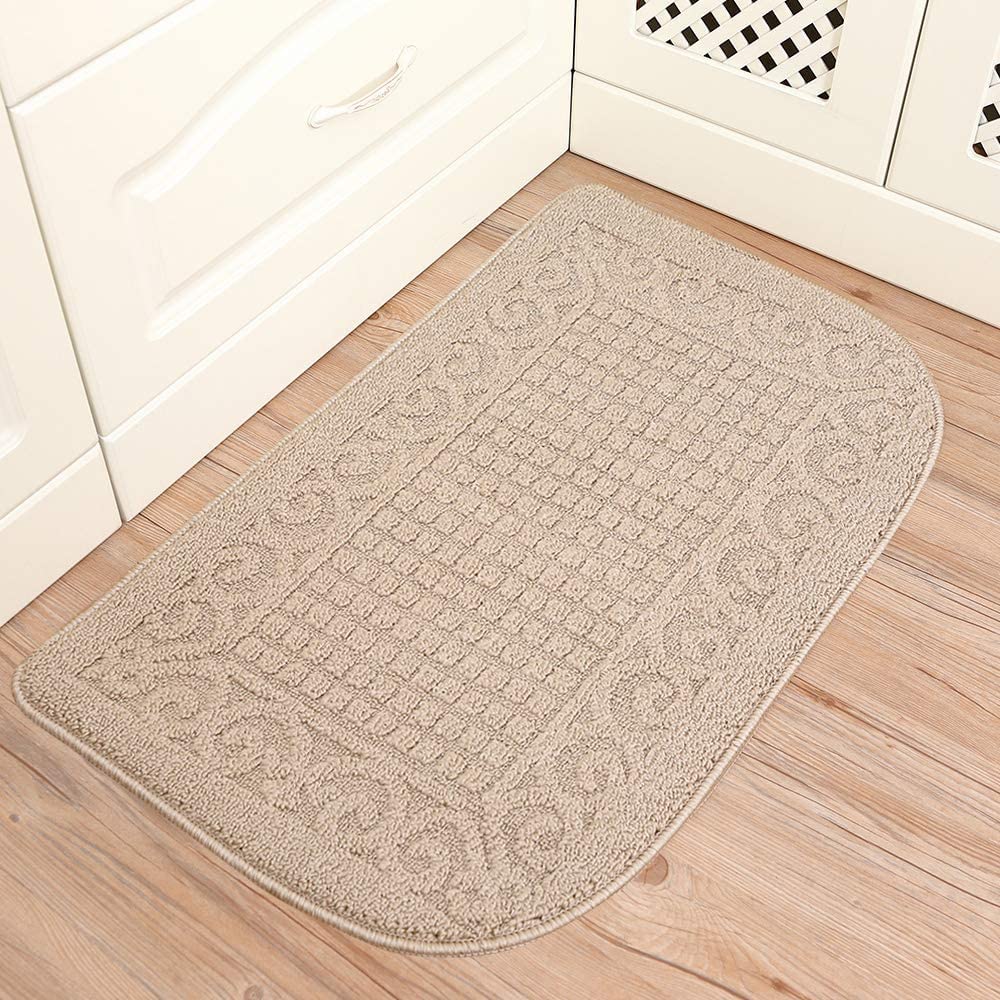 27X18 Inch Anti Fatigue Mats Made of 100% Polypropylene Half Round Cushion Specialized in Anti Slippery and Machine Washable (Beige 1 pc)