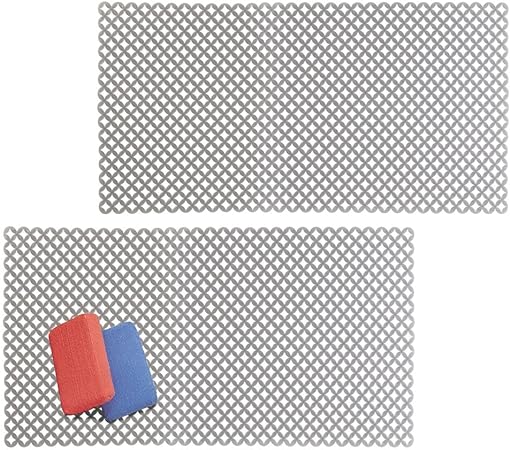 Plastic Protective XL 25" Kitchen Sink Drying Mat/Grid Countertop Protectors-  Extra Large - Diamante Collection - 2 Pack, Graphite Gray