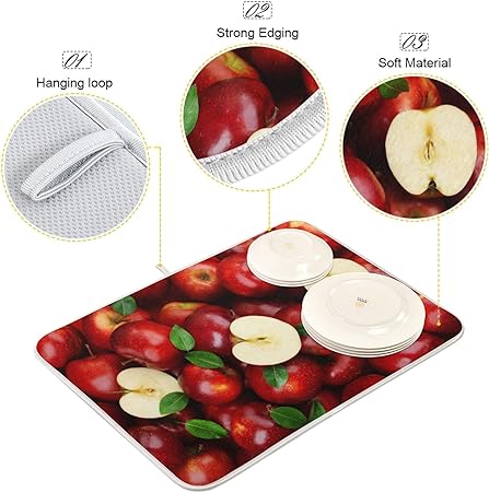 Absorbent Microfiber Protector for Kitchen Countertops 16 X 18 Inch Natural Fresh Fruits Dry Dishes Pads Tableware Mats