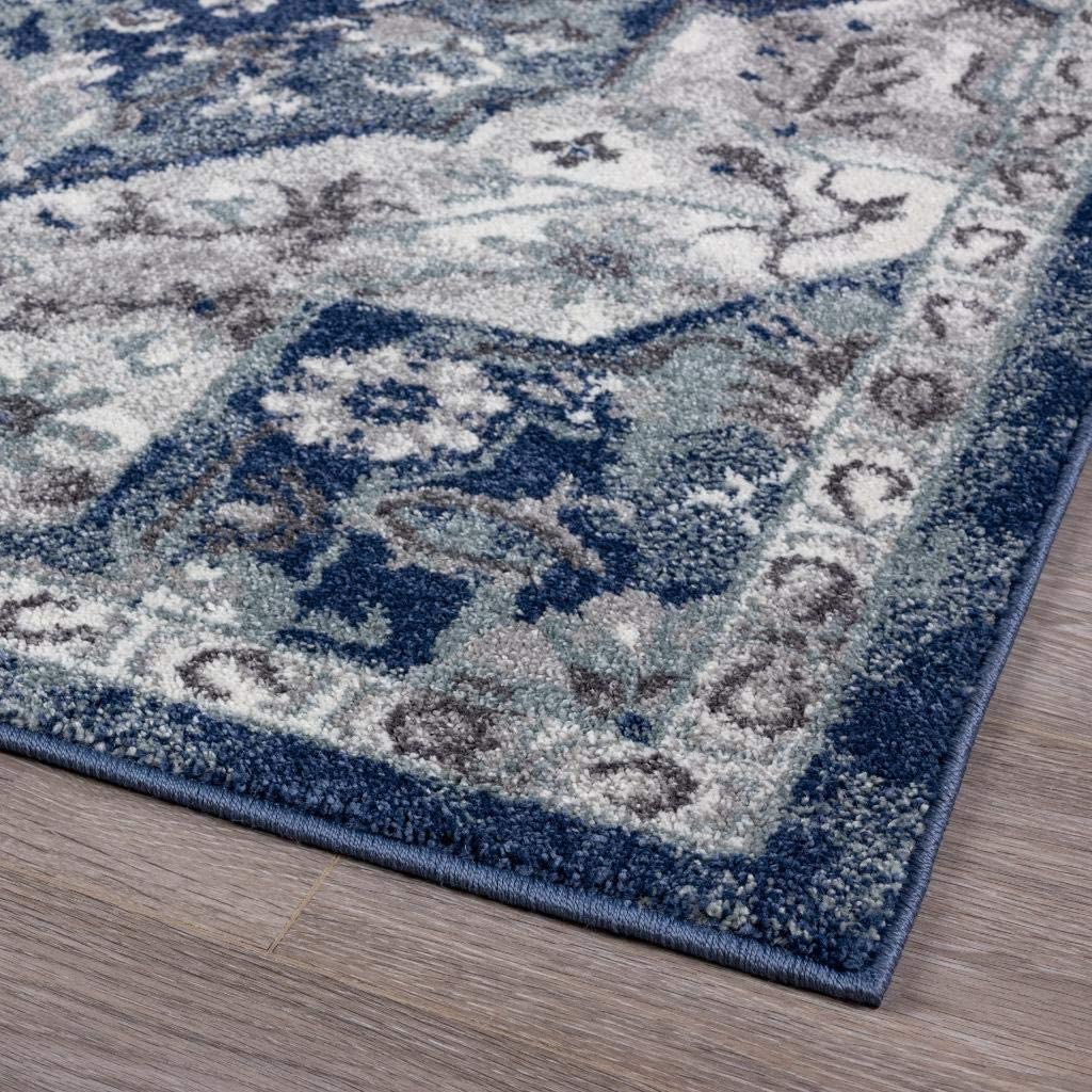 Hampstead Collection Dark Blue Orientral Soft Area Rug
