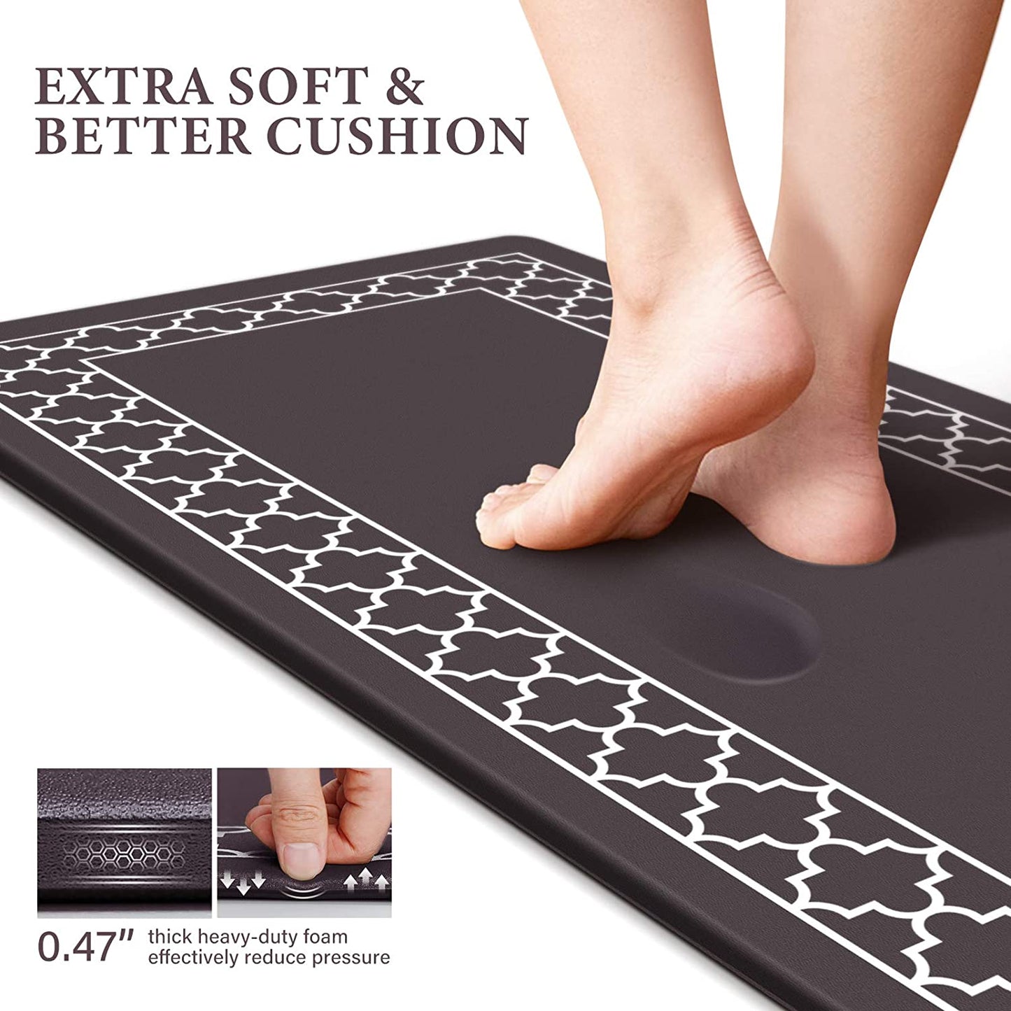 Set of 2 Anti Fatigue Non Slip Waterproof Memory Foam Mat