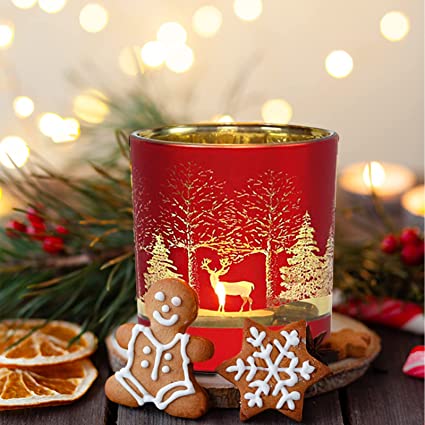 Set of 12 Glass Christmas Votive Candle Holders