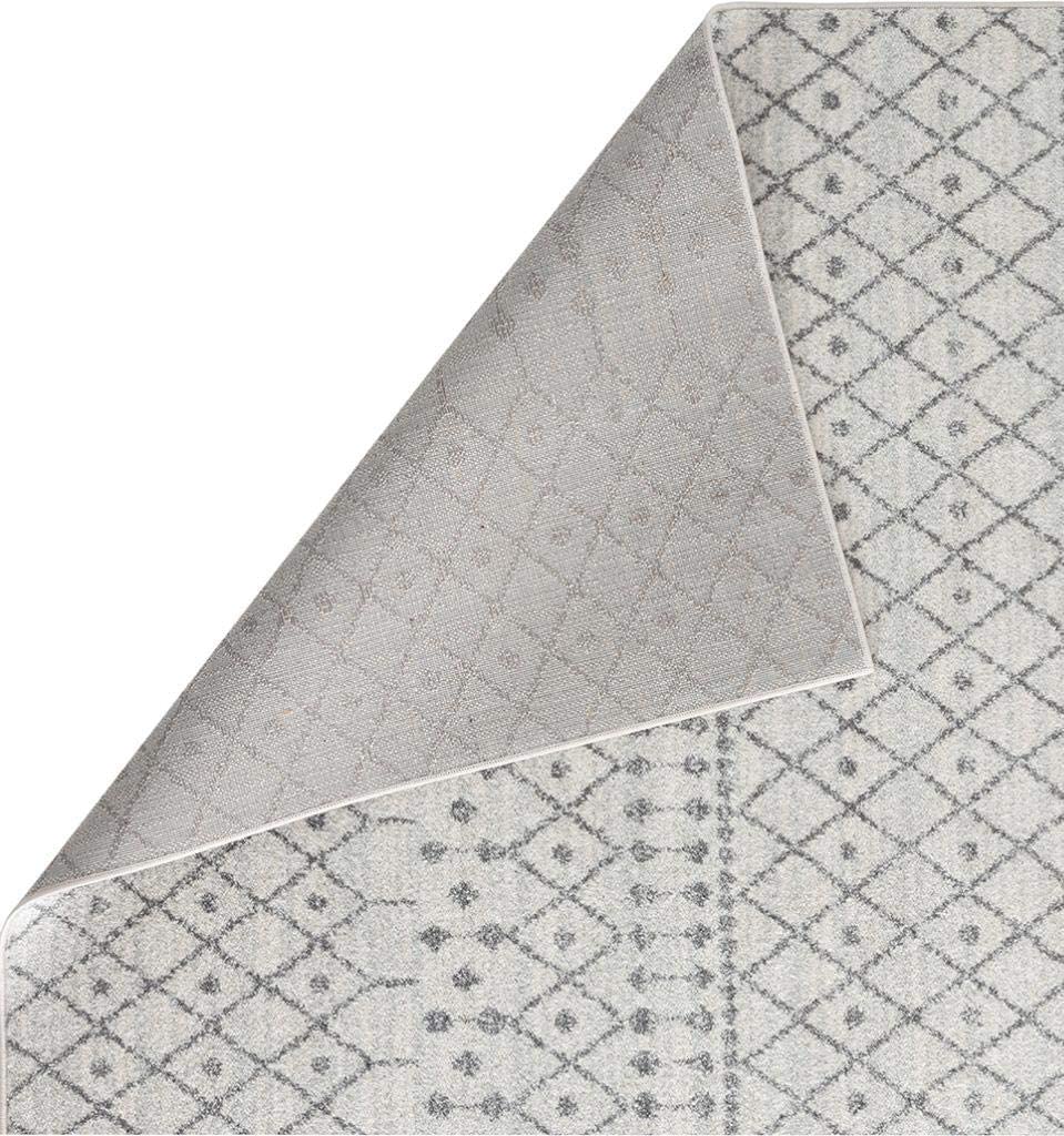Pancras Moroccan Grey Off White Abstract Soft Area Rug