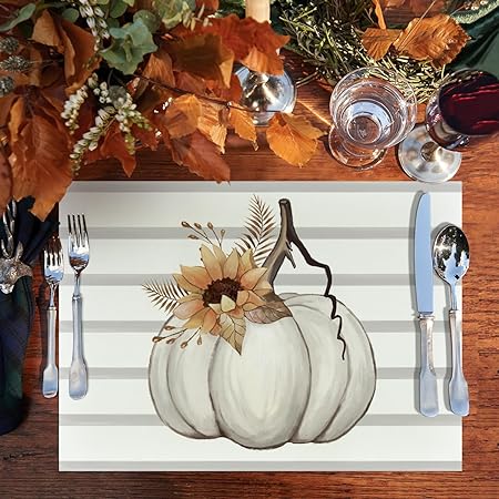 50 Pack, 10x14 Inch Seasonal Thanksgiving Disposable Place Mat for Party Dining Decoration