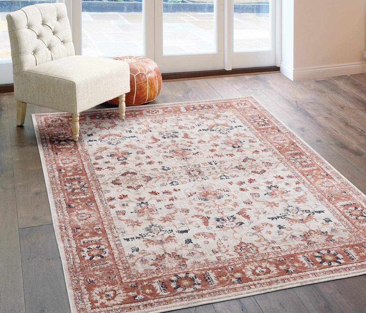 Waterloo Cream Oriental Soft Area Rug