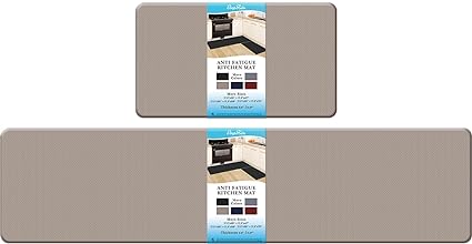 2PCS Non-Slip Standing Desk Mat, Waterproof Kitchen Rug Set for Kitchen, Floor, Office,17.3"×30"+17.3"×47",Black