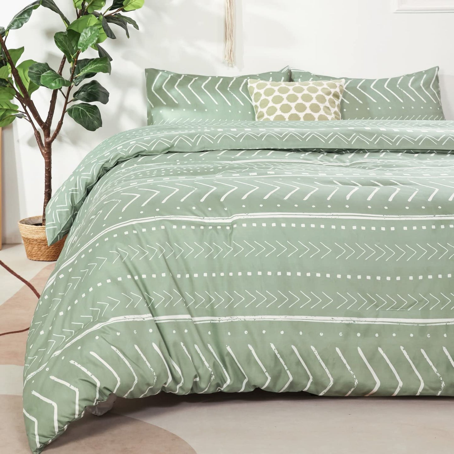 Folkloric Art Pattern Bedding with Soft Microfiber Fill Bedding, 1 Comforter & 2 Pillowcases