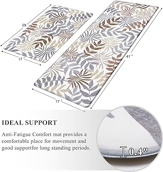 Anti Fatigue Kitchen Mats for Floor 2 Piece Set,