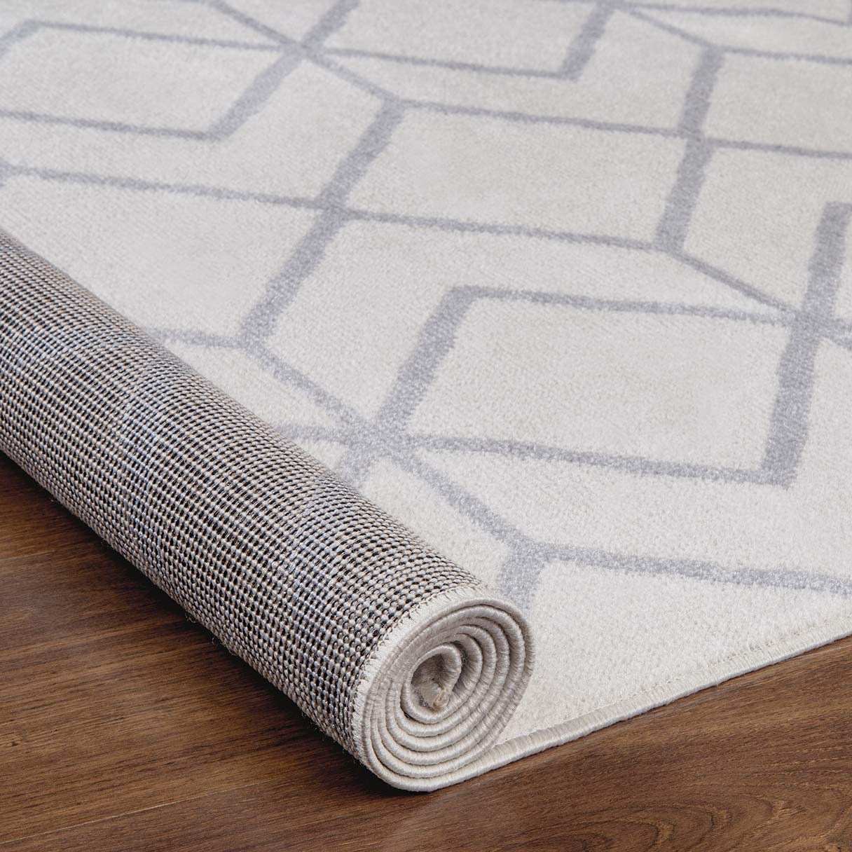 Kashan King Collection Trellis Indoor Area Rug Grey/Cream