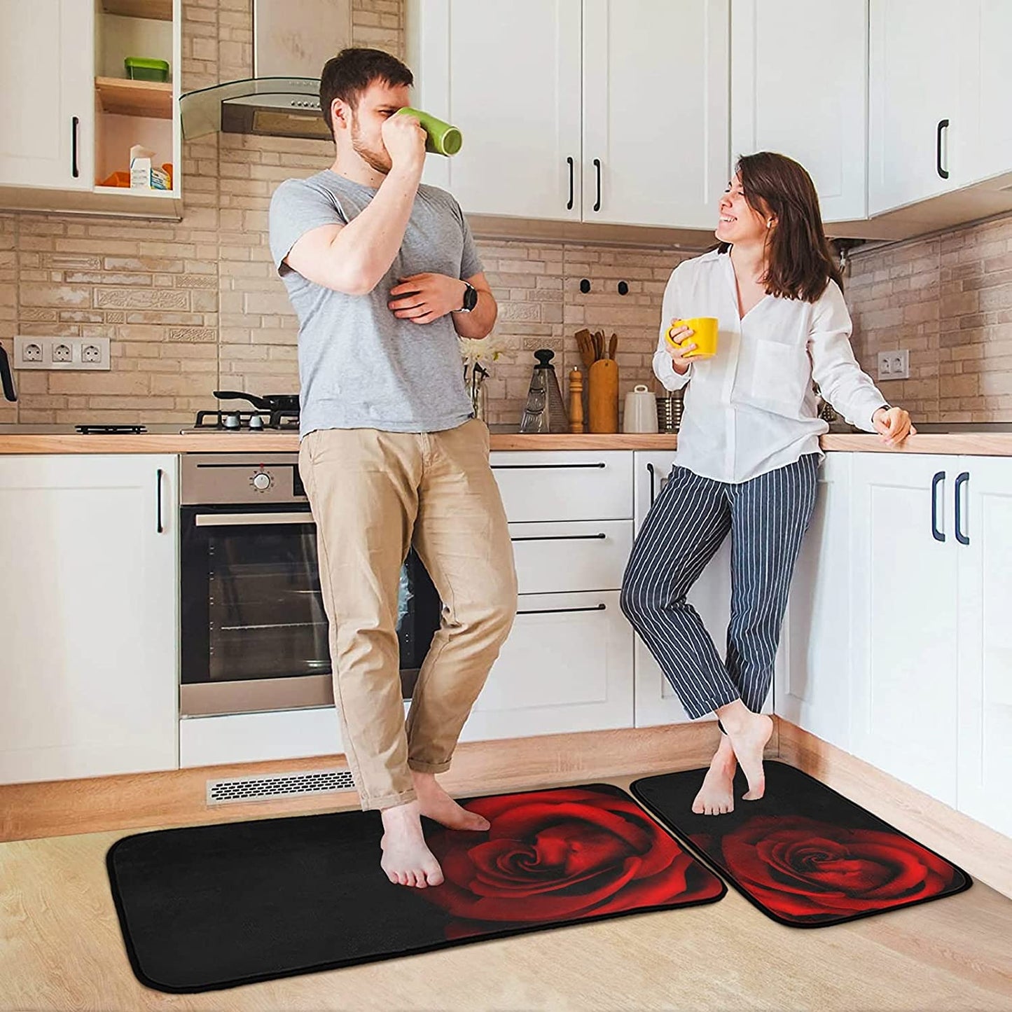 2 Pieces Honeycomb Beehive Wasp Bumblebee Anti Fatigue Kitchen Rug Set - 20"x28"+20"x47" 20"x28"+20"x47"