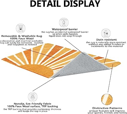Sun Print Machine Washable Area Rugs-5x7 Rug