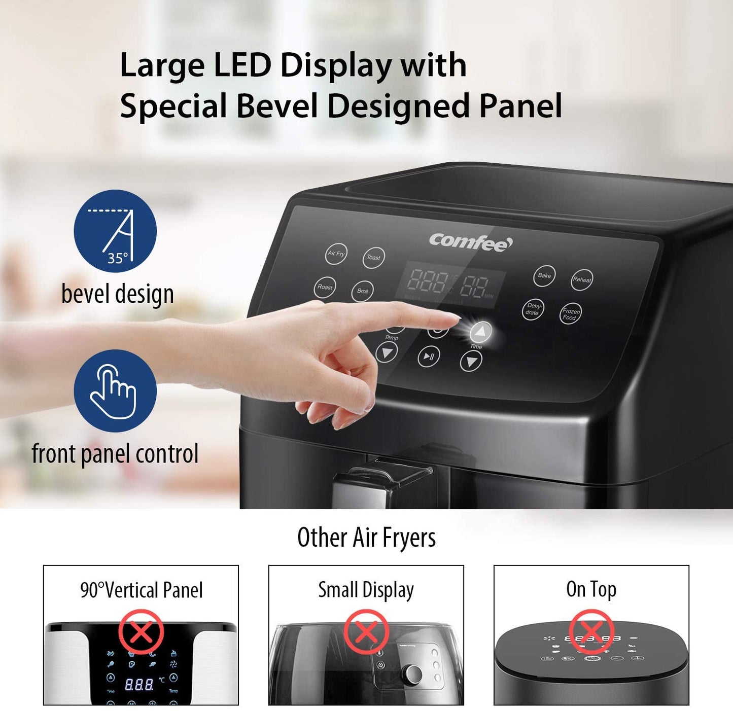 5.8 Quart Digital Air Fryer, Toaster Oven & Cooker, 1700W