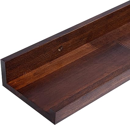 6 Inch Wood Floating Shelves Wall Mounted Light Walnut Picture Ledge Shelf, 3 Same Sizes