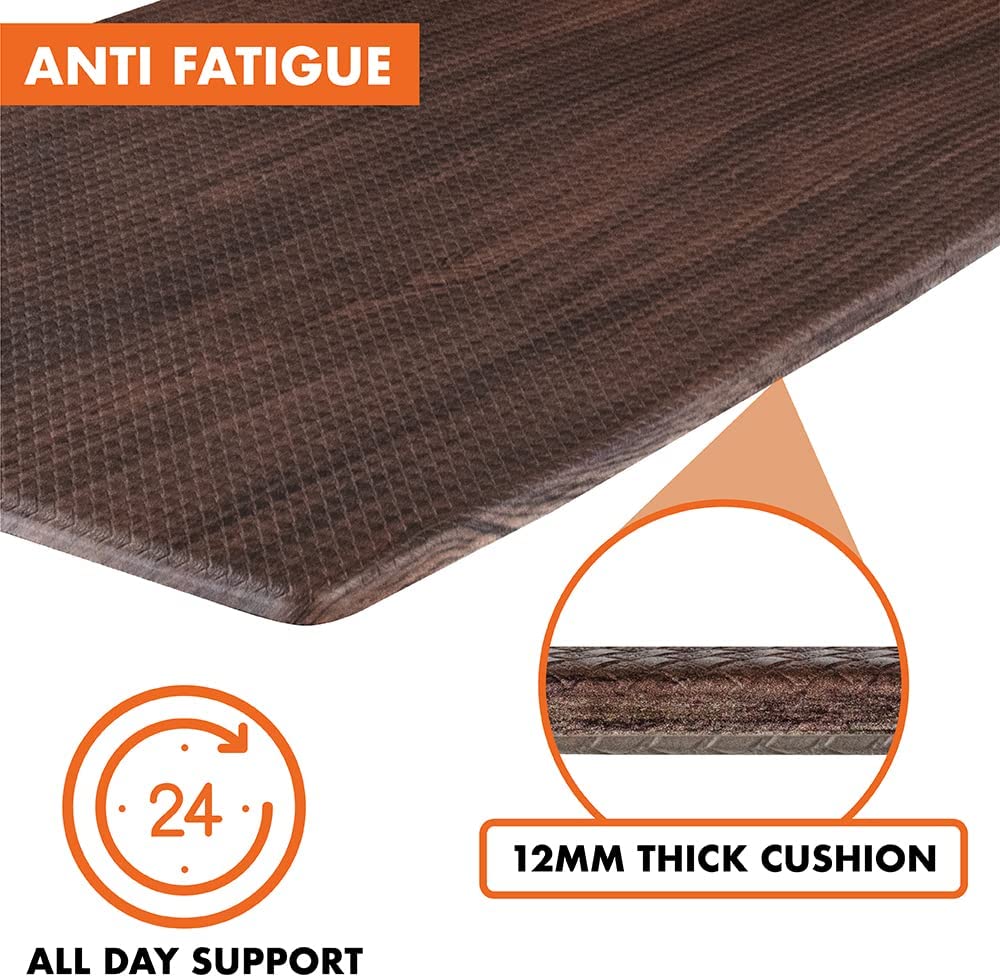 Anti Fatigue Reversible Cushioned Memory Foam Kitchen Rug Pad, 32x17 (Marble Gray)
