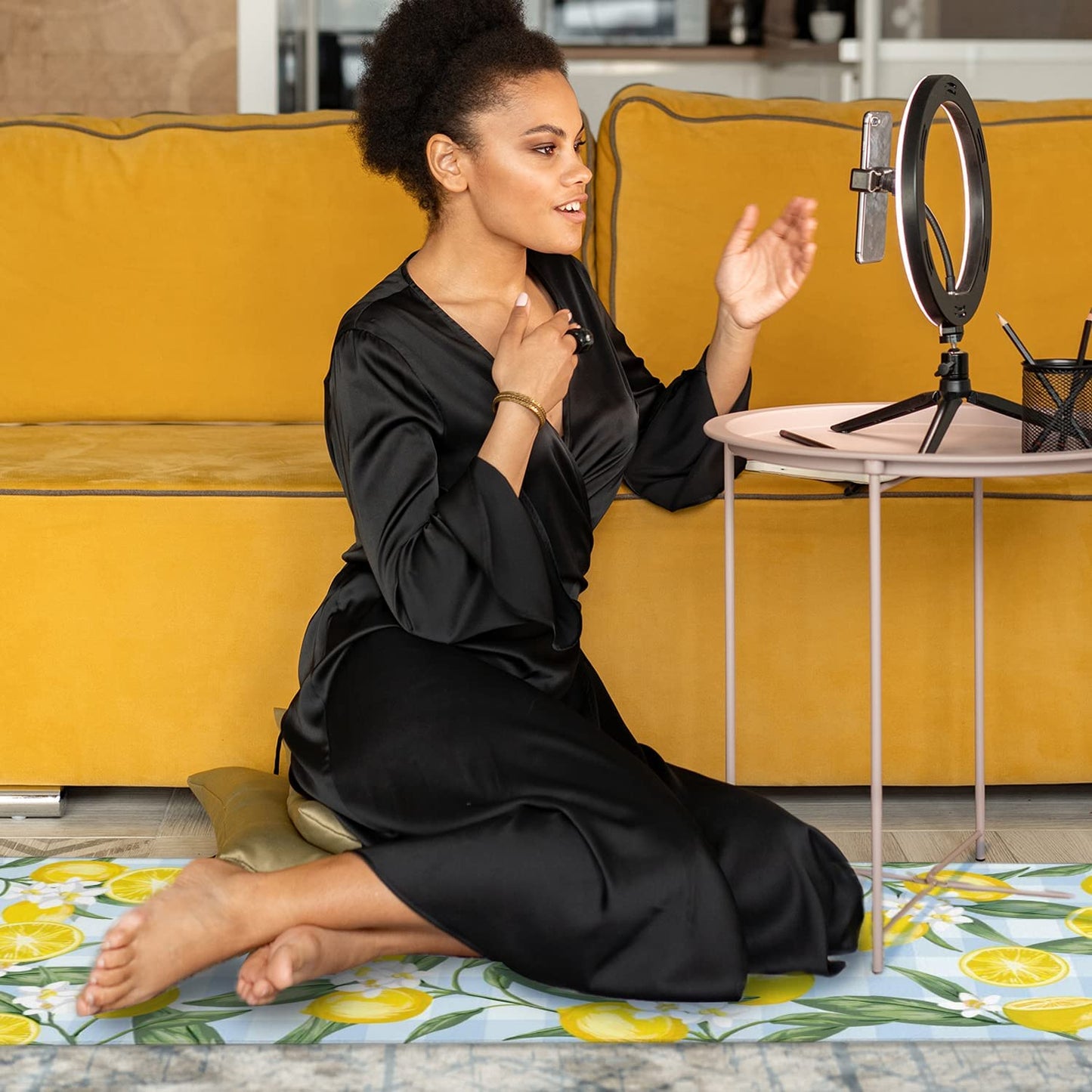 Set of 2- Plant Floral Butterfly Kitchen Rugs with Runner Decor Accessories Things - 17x30 and 17x48 Inch