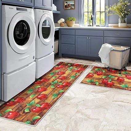 Non-Slip Backing Natural Design Throw Rug Lemon Design, 17"x48"+17"x24"