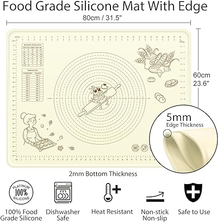 Silicone Extra Large Non-stick Baking Mat With High Edge, (20"X28")