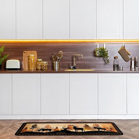 Non Slip Wildlife Cabin Rug Bear Deer, 19.7 x 31.5 and 19.7 x 47.2 Inch (Wildlife Style)