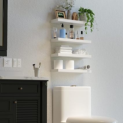 4 Sets White Floating Shelves for Wall