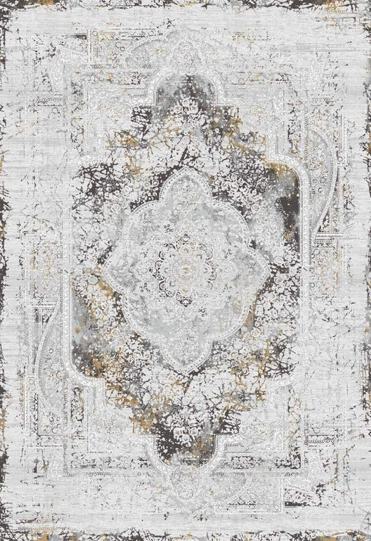 Valencia Collection Anthracite Oriental Distressed Soft Area Rug