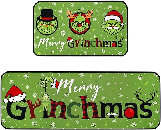 Green Monster Non Slip Christmas Kitchen Decoration, Set of 2