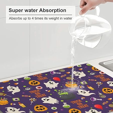 Bird Dish Drying Mat, Absorbent Microfiber Reversible Mats for Kitchen Counter, 16x18 Inch