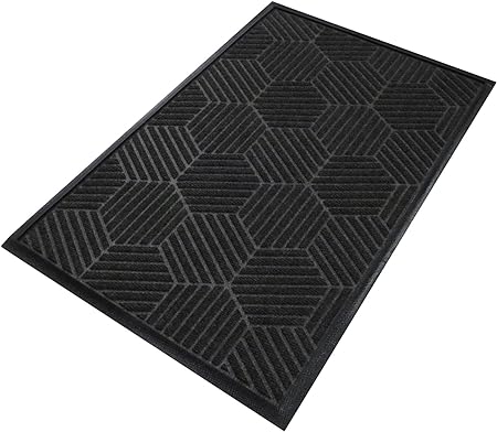 WaterHog Silver - Commercial-Grade Entrance Mat with Honeycomb Pattern & Rubber Border - (Greige, 2' x 3')