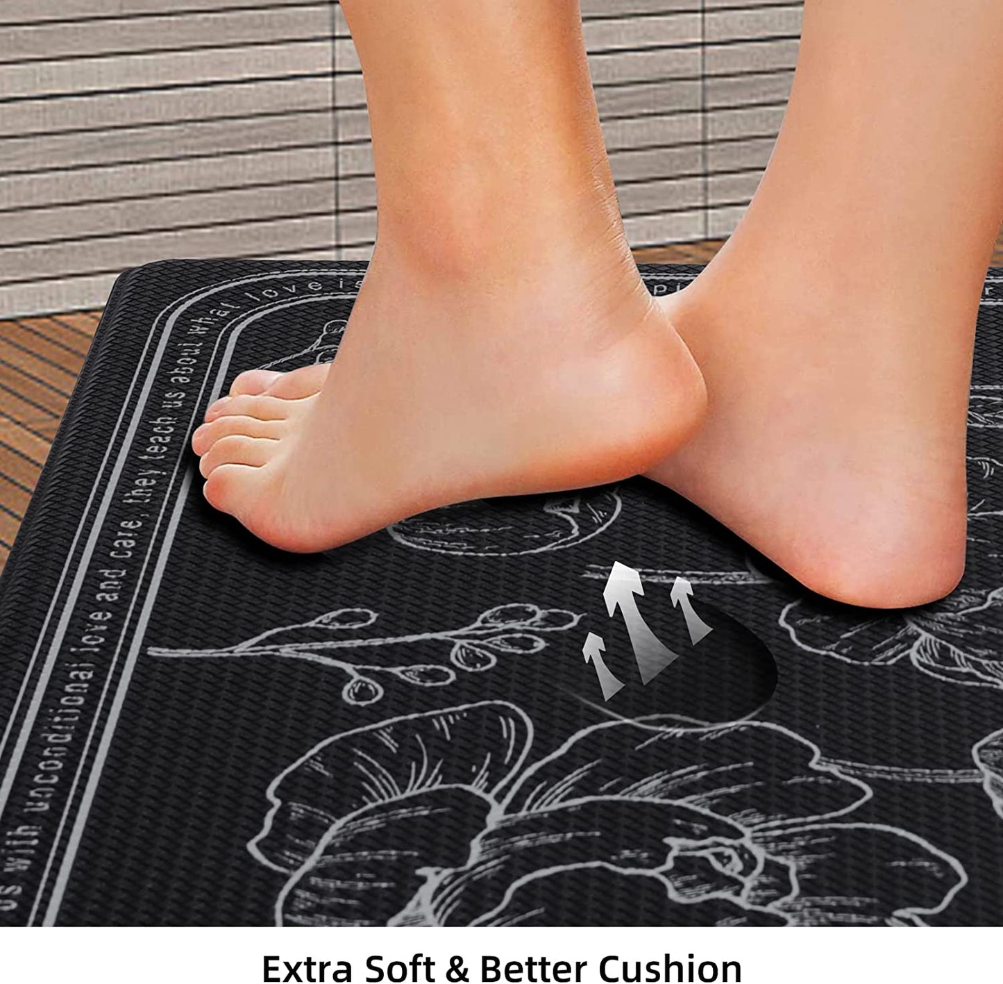 Set of 2- Cushioned Anti Fatigue Kitchen Mat 17"x47"+17"x29",