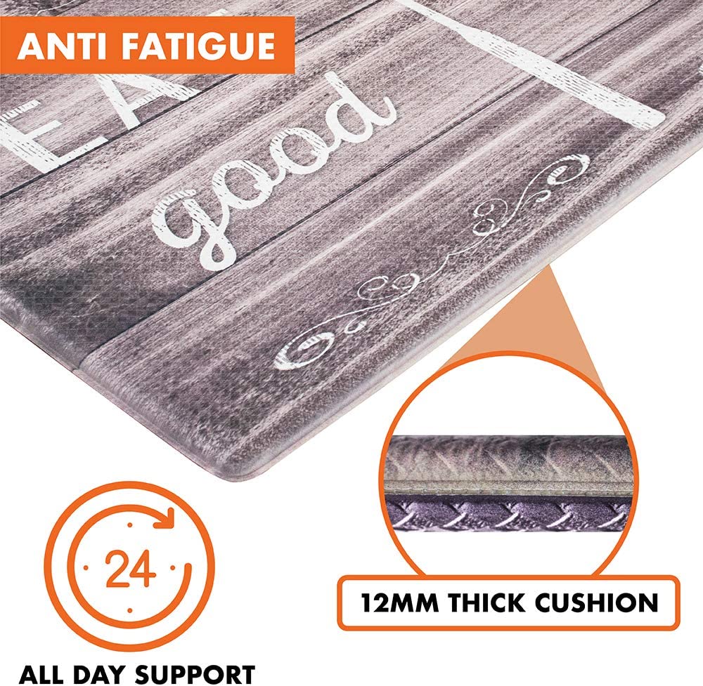 Anti Fatigue Reversible Cushioned Memory Foam Kitchen Rug Pad, 32x17 (Marble Gray)