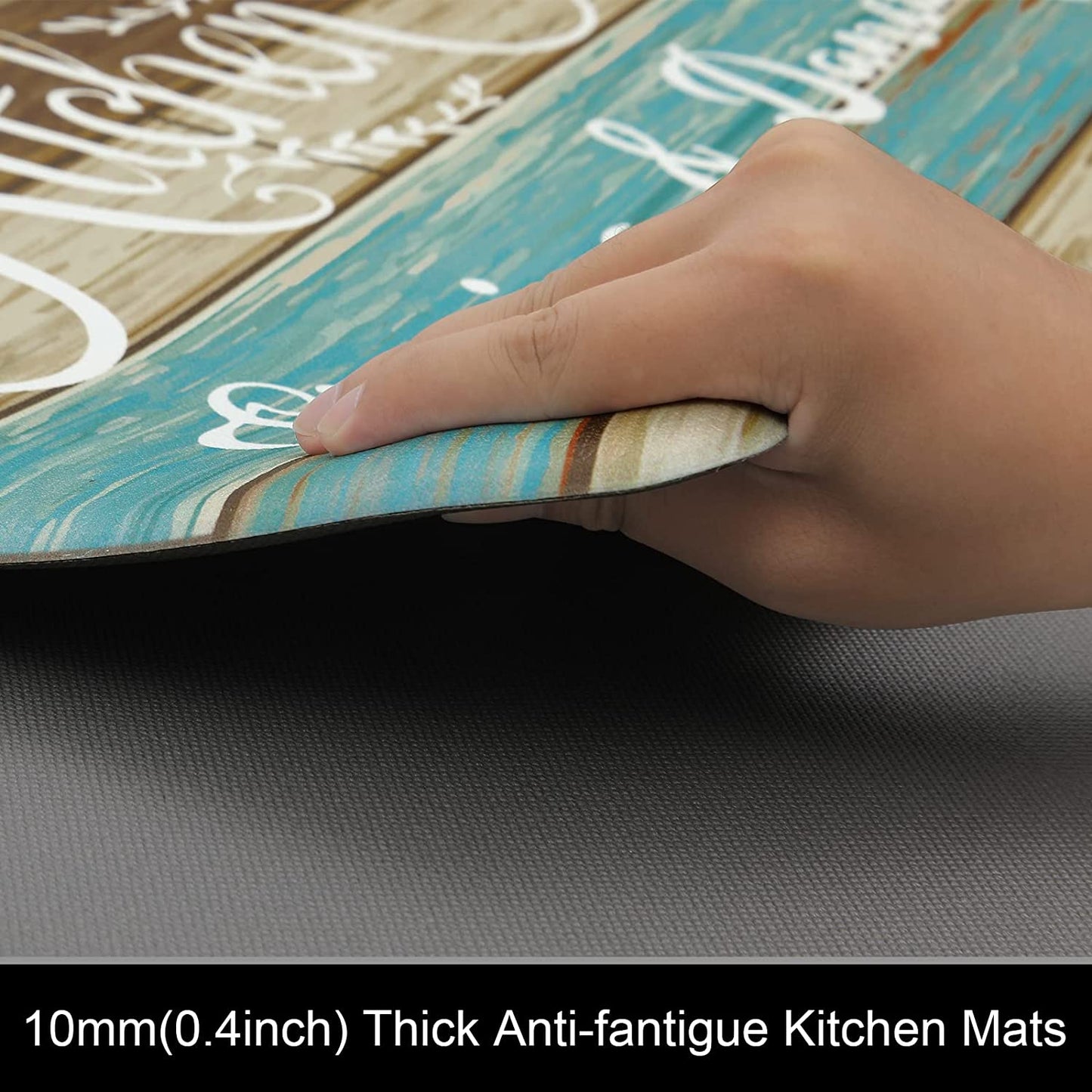 Anti Fatigue Set of 2  Waterproof Non Slip Farmhouse Cushioned Kitchen Mats Set