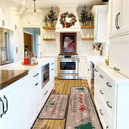 Non Slip Kitchen Rug Anti Fatigue Mats for Kitchen Floor Waterproof Washable Rug Runner for Kitchen Laundry17x30+17x47inch