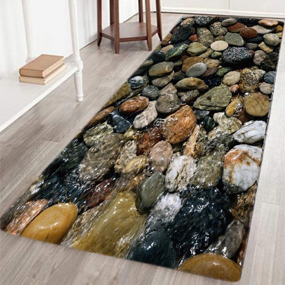 3D Cobblestone Printed Area Rug Runner Non-Skid