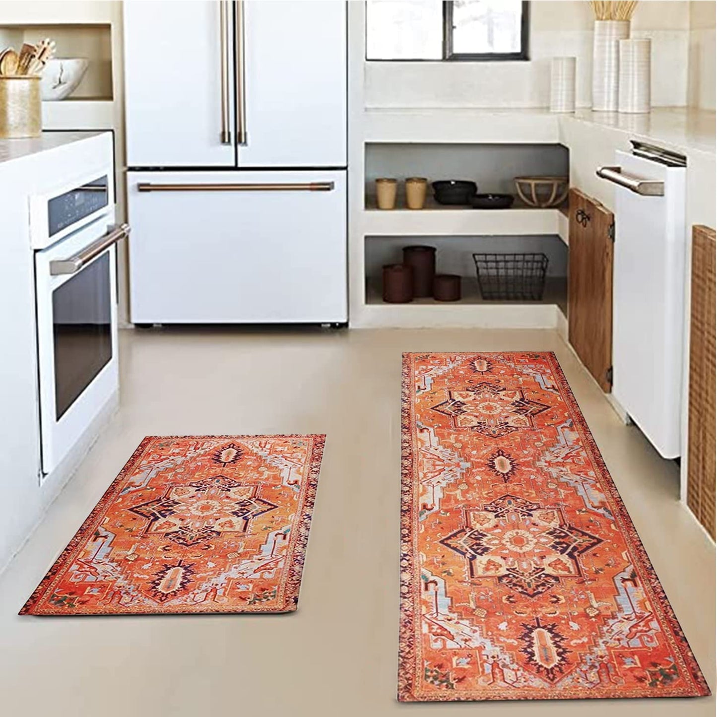 Anti Fatigue Non Slip Waterproof Washable Rug - 17x24+17x48inch Grey