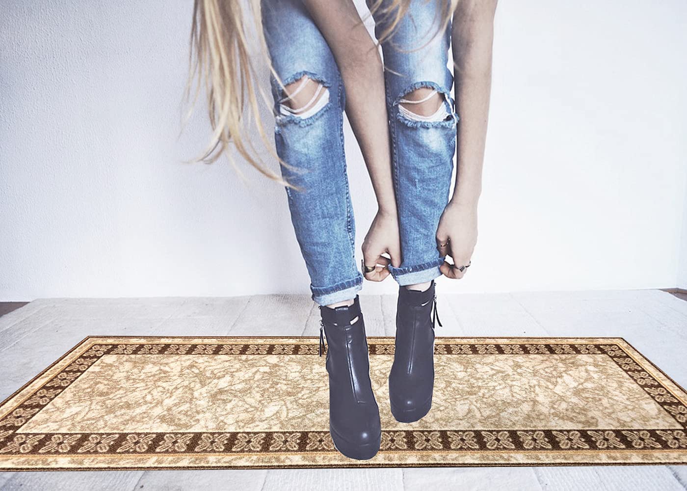 Non Slip Rubber Back Kitchen Rug Anti Slip Stair Treads (Emy-BGE, Runner (20"x59"))