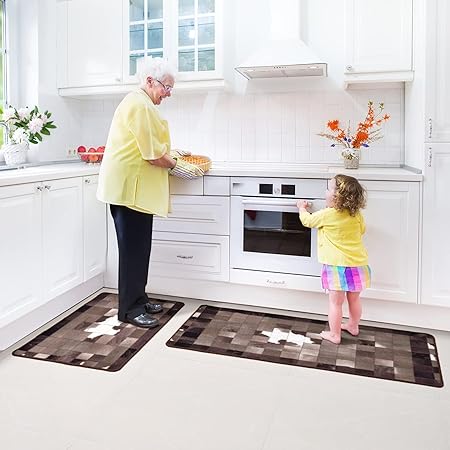 Non Skid Washable,Farmhouse Vintage Kitchen Rugs Set 20" x 31"+20" x 48",