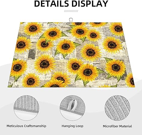 Bird Dish Drying Mat, Absorbent Microfiber Reversible Mats for Kitchen Counter, 16x18 Inch
