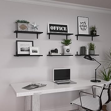 Set of 6 Wood Floating Wall Mounted