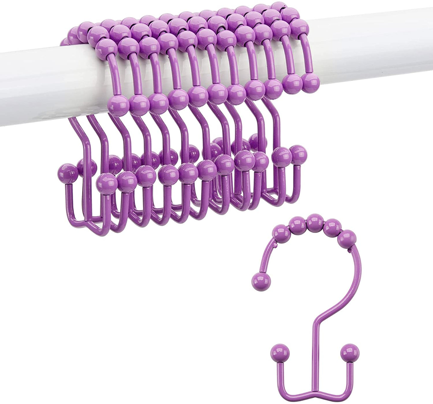 Shower Curtain Hooks Rings, Rust-Resistant Metal Set of 12 Hooks