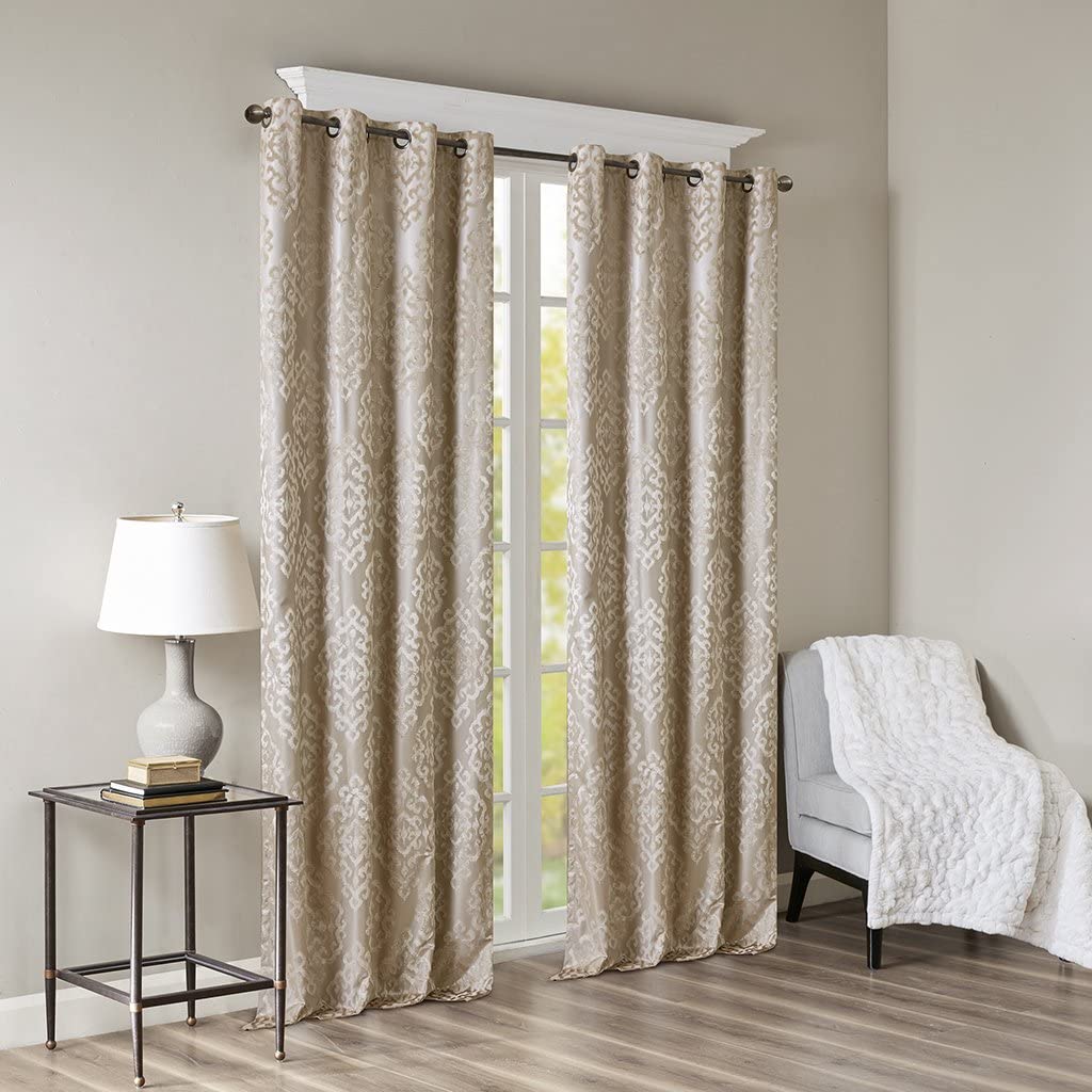 Blackout Curtains For Bedroom Mirage Damask Fabric Grommet, 50X95", 1-Panel Pack
