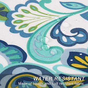 Medallion Outdoor Tablecloth with Umbrella Hole - Water Resistant Spillproof Table Cover (Zippered - 60" x 60" Square, Light Green)