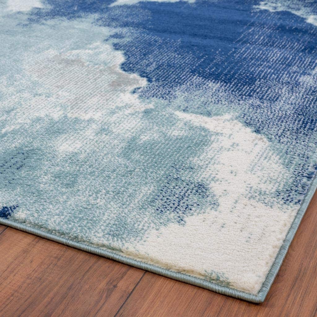 Victoria Collection Modern Soft Area Rug Blue