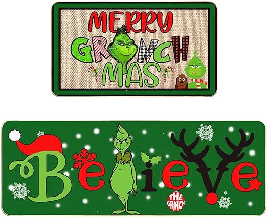 Green Monster Non Slip Christmas Kitchen Decoration, Set of 2