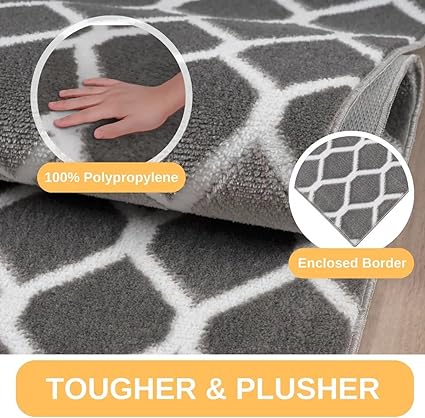 2 Piece, Non Slip Kitchen Runner Rug with TPR Backing, 100% Polypropylene 48x20in/30x20in