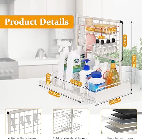 Stone Drying Counter Instant Dry Diatomaceous Earth Sink Caddy Organizer with Stainless Steel Feet (L White)