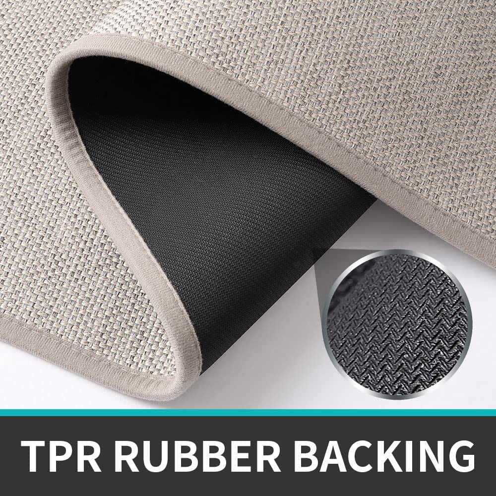 Non slip, washable, 2 PCS Woven Kitchen Rug Set of 2 - Khaki