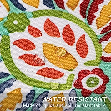 Medallion Outdoor Tablecloth with Umbrella Hole - Water Resistant Spillproof Table Cover (Zippered - 60" x 60" Square, Light Green)