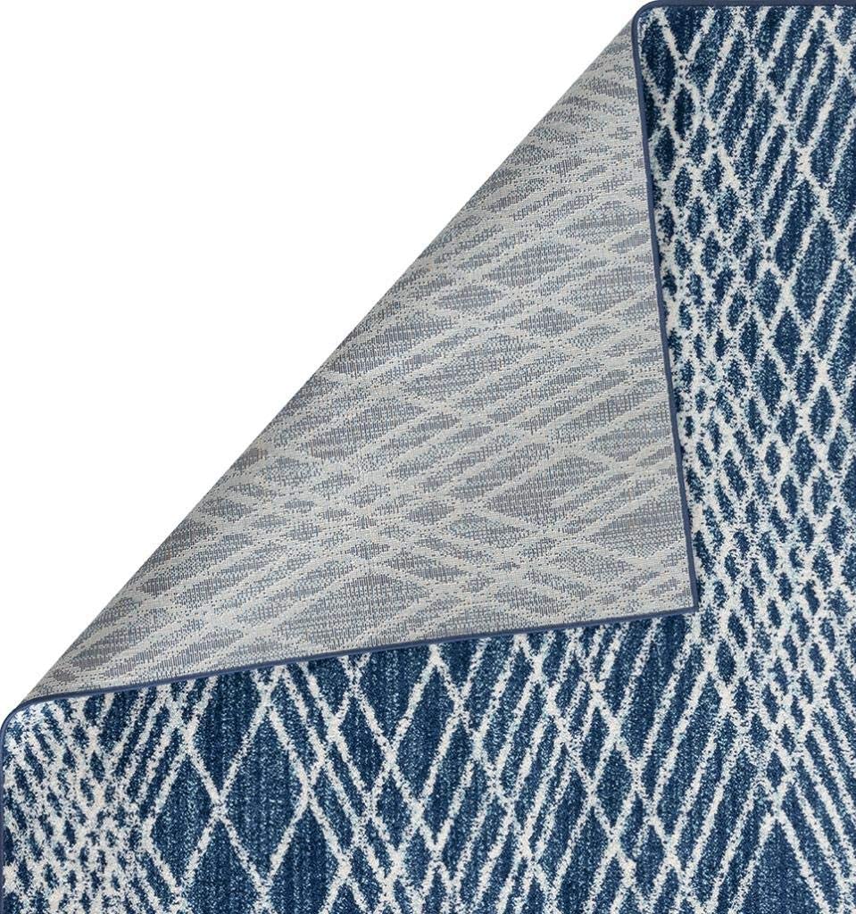 Pancras Collection Navy Geometric Soft Area Rug