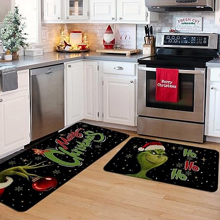 Green Monster Non Slip Christmas Kitchen Decoration, Set of 2