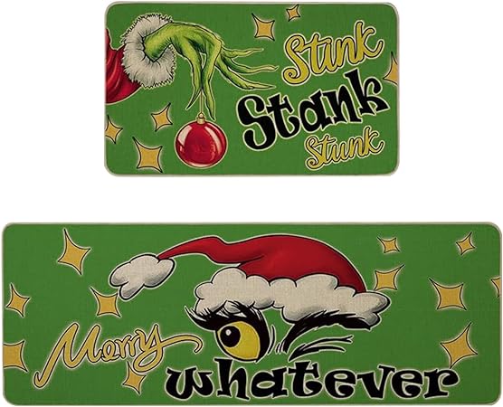 Green Monster Non Slip Christmas Kitchen Decoration, Set of 2