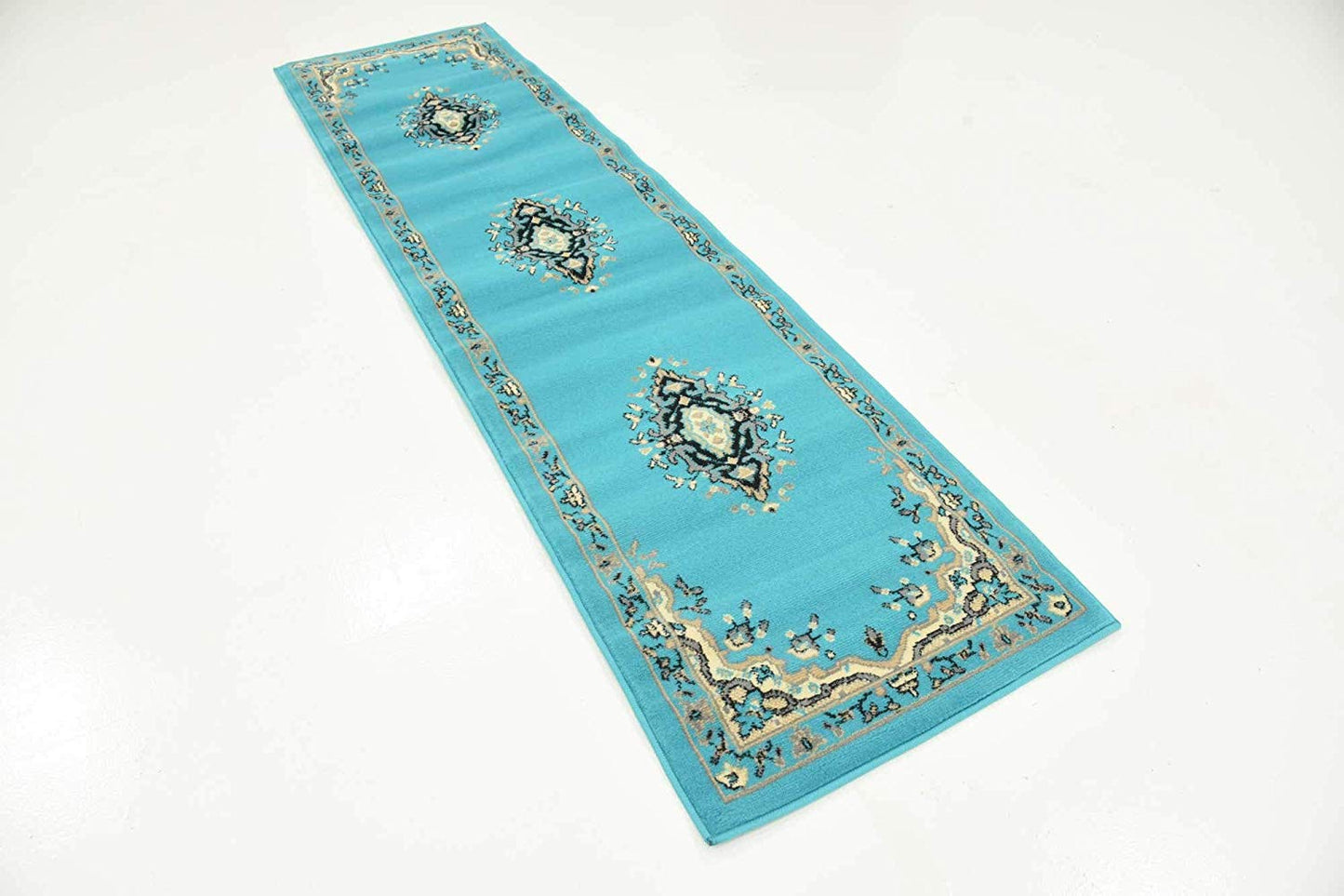 Traditional Turquoise Soft Area Rug